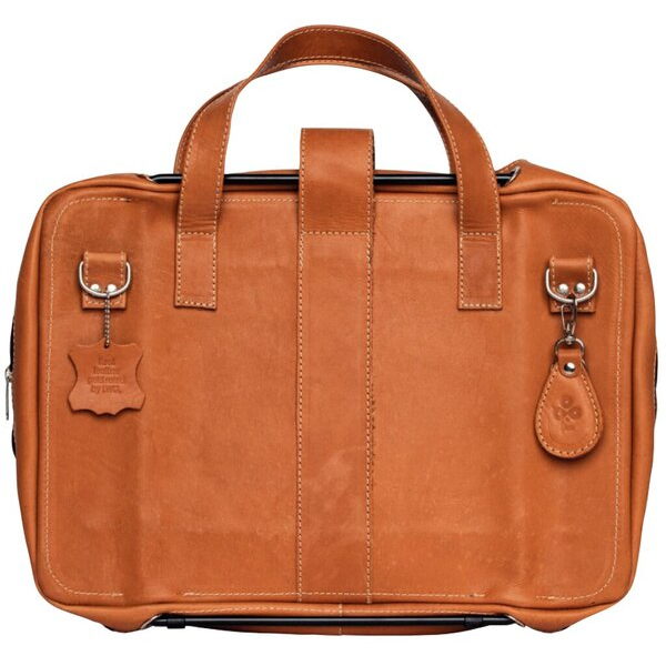 8719274491538 - Laptoptasche R-Go Viva Vollnarbenleder mit integriertem Laptop-Ständer Schulterriemen 156-Zoll braun