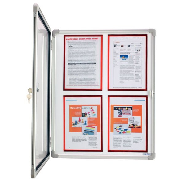 4013695031743 - Schaukasten SP 1215200 9 x A4 Metallrückwand weiß grau magnetisch 4013695031743 Magnetoplan