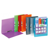 Präsentationsringbuch PROPYGLASS V602139, A4 2 Ringe 20mm Ring-Ø Polypropylen, 1 Außentasche, 7 Farben sortiert-transparent