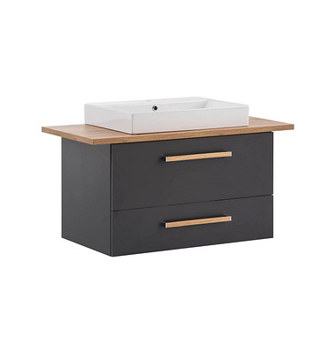 Waschbecken mit Unterschrank Duo anthrazit, eiche landhaus 102,2 x 50,0 x 61,5 cm
