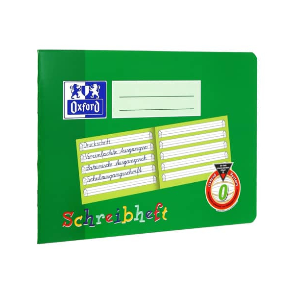 Oxford Schreiblernheft 100050100, Lineatur 0 / Schreiblern-Lineatur / keine, A5 quer, 90g, grün, 16 Blatt / 32 Seiten 4006144582101 Oxf