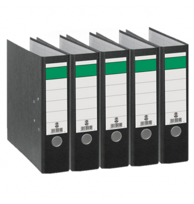 Ordner Grüner Balken 18403, A4 80mm breit Karton Wolkenmarmor schwarz