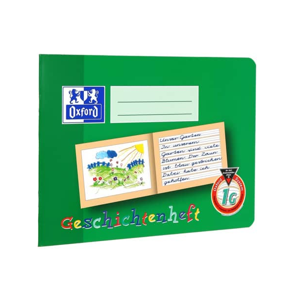 4006144582088 - Geschichtenheft 100050103 Lineatur 1G   Schreiblern-Lineatur   keine A5 quer 90g grün 16 Blatt   32 Seiten 4006144582088 Ox