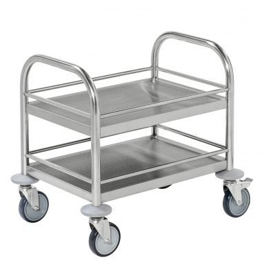 Edelstahlwagen KM60357-MINI, 2 Böden C2, 18/0, 375x530x550mm (BxLxH), bis 80kg belastbar, 4 Lenkrollen, 2 davon mit Bremse, ros Edelstahlwagen KM60357-MINI, 2 Böden C2, 18/0, 375x530x550mm (BxLxH), bis 80kg belastbar, 4 Lenkrollen, 2 davon mit Bremse, ros