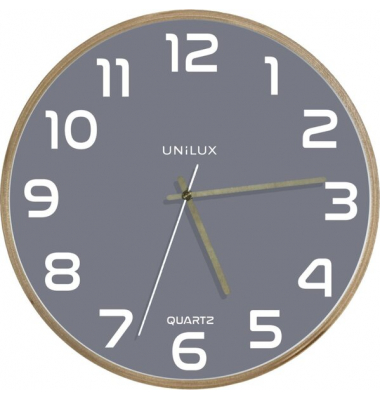 Unilux BALTIC Wanduhr grau Ø 30,5 cm, mit Rahmen und Zeigern aus