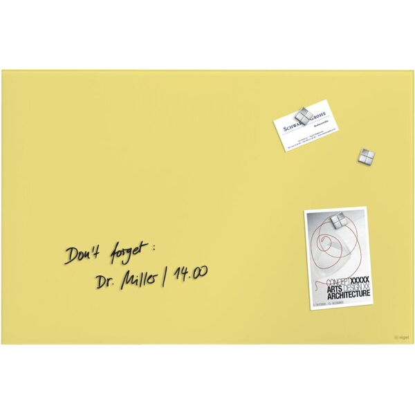 4004360800801 - Glas-Magnettafel Artverumpastellgelb inkl3 SuperDymMagnete+Befestigungs- 4004360800801 Sigel