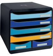 Schubladenbox Bee Blue, 6 Fächer, mehrfarbig, für A4+, offene