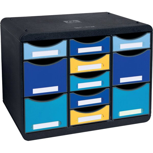 9002498313724 - Schubladenbox BEE BLUE Store Box Multi 7 kleine & 4 hohe Schübe mit Auszugstopp & Griffmulde Kunststoff schwarz