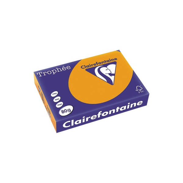 Clairefontaine Kopierpapier Trophee 1761C orange intensiv A4 80g 3329680176100 Clairefontaine 500 Stück