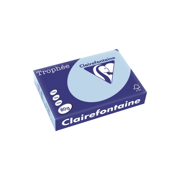 Clairefontaine Kopierpapier Trophee 1798C eisblau pastell A4 80g 3329680179804 Clairefontaine 500 Blatt