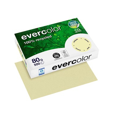 Recyclingpapier evercolor 40005C A4 80g hellgelb pastell 