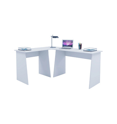 Schreibtisch Masola, 74cm (H), 135x105cm (BxT), rechteckig, weiß / weiß