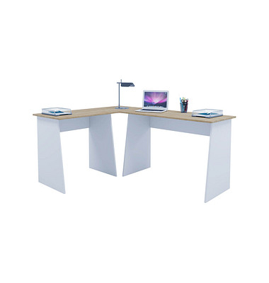 Schreibtisch Masola, 74cm (H), 135x105cm (BxT), rechteckig, weiß / weiß