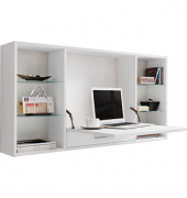 Wandschreibtisch Teala 917039, 60cm (H), 120x20cm (BxT), quadratisch, weiß / weiß