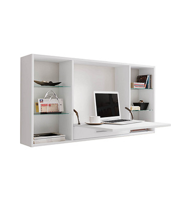 Wandschreibtisch Teala 917039, 60cm (H), 120x20cm (BxT), quadratisch, weiß / weiß