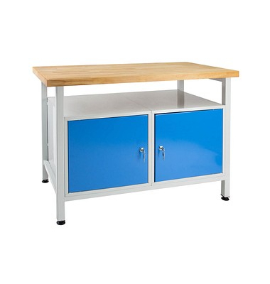Werkbank lichtgrau, blau 120,0 x 60,0 x 84,0 cm