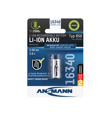 Akku 16340 16340 850 mAh