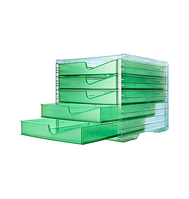 Schubladenbox styroswingbox NEONline  grün DIN C4 mit 5 Schubladen