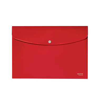 Dokumententasche Recycle 46780025, Din A4 quer, rot, Polypropylen, 80 % recycelt, Druckknopf