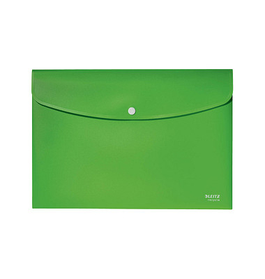Dokumententasche Recycle 46780055, Din A4 quer, gr&uuml;n, Polypropylen, 80 % recycelt, Druckknopf