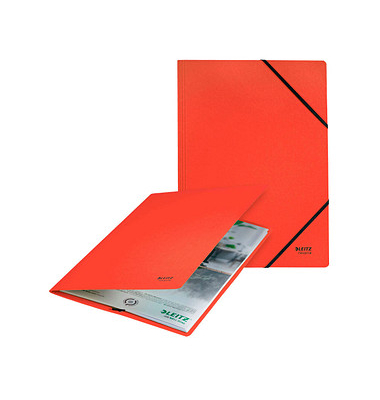 Eckspannmappe Recycle 39080025, A4 rot Recyclingkarton 430g, f&uuml;r ca. 250 Blatt  (80 g/m&sup2;)