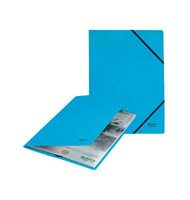 Eckspannmappe Recycle 39080035, A4 blau Recyclingkarton 430g, f&uuml;r ca. 250 Blatt  (80 g/m&sup2;)