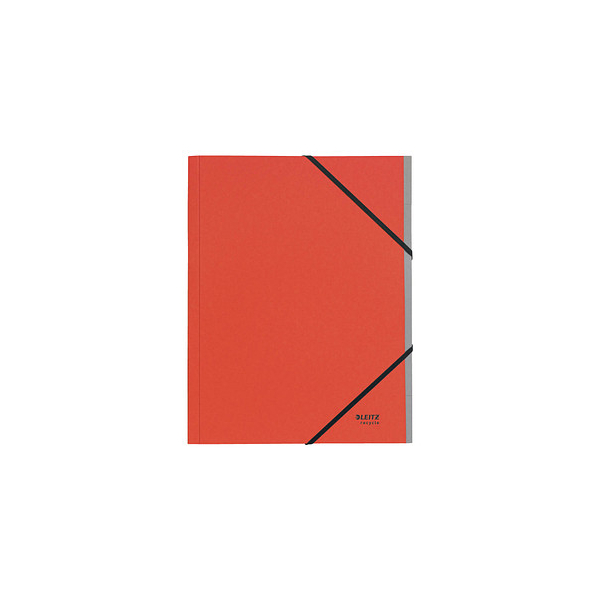 4002432130795 - Leitz® Sammelmappe Recycle A4 6 Fächer mit Blanko-Taben Inhaltsverzeichnis Gummibandverschluss CO2-neutral 100 % recycelbar Karton rot