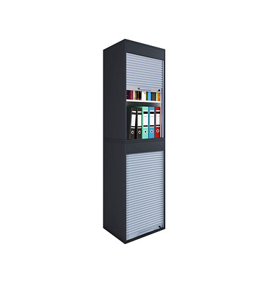 Aktos XL Rollladenschrank schwarz 2 Fachböden 50,0 x 40,0 x 186,0 cm