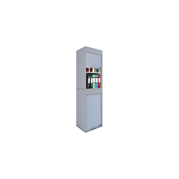 4051814417757 - Rolladenschrank Aktos XL 4 Ordnerhöhen abschließbar Bügelgriff B 500 x T 400 x H 1860 mm Holz grau 4051814417757 - Rolladenschrank Aktos XL 4 Ordnerhöhen abschließbar Bügelgriff B 500 x T 400 x H 1860 mm Holz grau