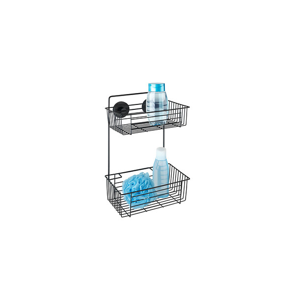 4008838335772 - WENKO Vacuum-Loc® Wandregal 2 Etagen Bari Schwarz Wandablage Befestigen ohne bohren Schwarz Stahl schwarz - schwarz 4008838335772 - WENKO Vacuum-Loc® Wandregal 2 Etagen Bari Schwarz Wandablage Befestigen ohne bohren Schwarz Stahl schwarz - schwarz