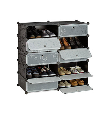 Schuhschrank schwarz, transparent 10 Fachböden 94,0 x 36,5 x 90,0 cm