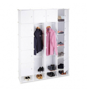 Kleiderschrank weiß, transparent 18 Fachböden 145,0 x 36,5 x 198,0 cm