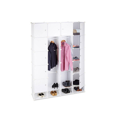 Kleiderschrank weiß, transparent 18 Fachböden 145,0 x 36,5 x 198,0 cm