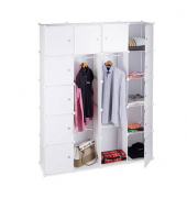 Kleiderschrank weiß, transparent 14 Fachböden 145,0 x 36,5 x 180,0 cm