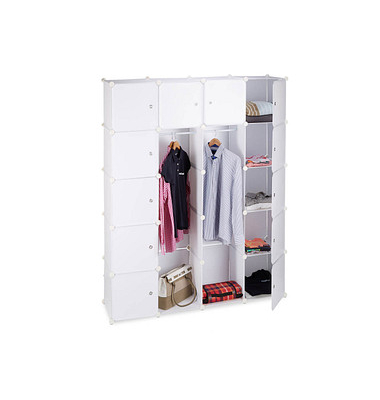 Kleiderschrank weiß, transparent 14 Fachböden 145,0 x 36,5 x 180,0 cm