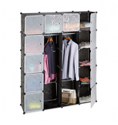Kleiderschrank schwarz, transparent 14 Fachböden 145,0 x 36,5 x 180,0 cm