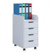 Konal Mini Rollcontainer weiß 4 Auszüge 33,0 x 40,0 x 65,0 cm