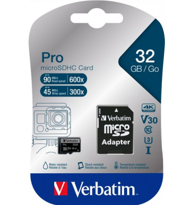 Speicherkarte PRO 47041, Micro-SDXC, mit SD-Adapter, Class 10, bis 90 MB/s, 32 GB