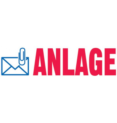 Stempel Printy Motiv/Text: Anlage, Abdruck: blau/rot