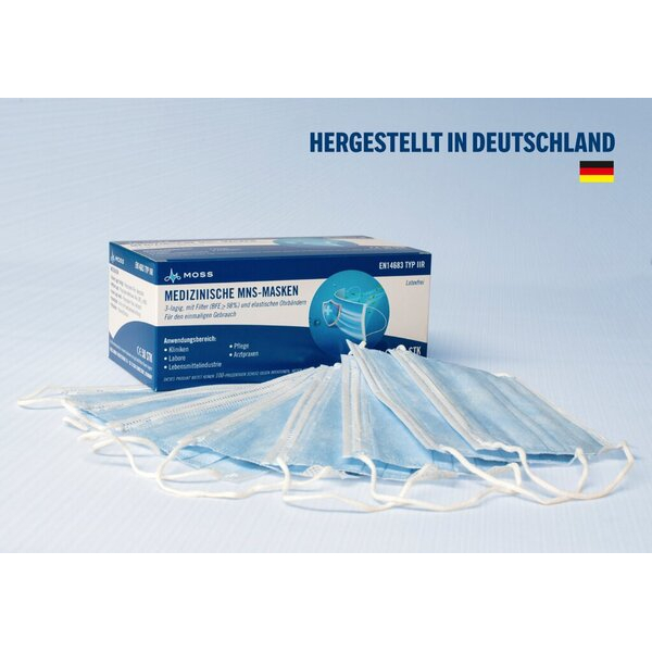 0675051020460 -  Medizinische MNS-Maske weißblau EN EN146832019+AC2019 Typ IIR 0675051020460 Head 50 Stück