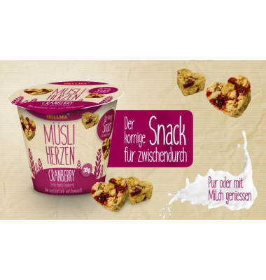 Müsli-Herzen Cranberry, 30 g, mit Haferflocken