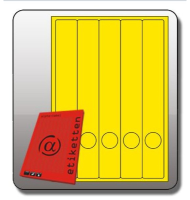 R&uuml;ckenschilder 1060GE, gelb, schmal/lang, 39x285mm, selbstklebend