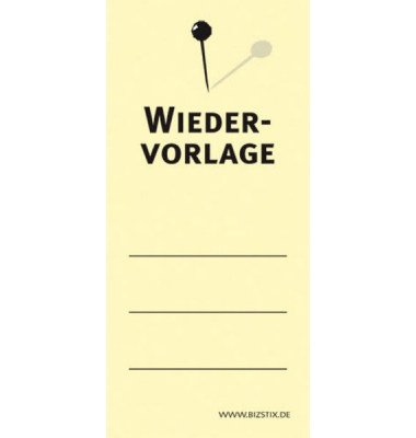 Haftnotizen bedruckt 1301010135, 75x35mm (HxB), gelb, "Wiedervorlage", rechteckig, "Wiedervorlage", 75x35mm