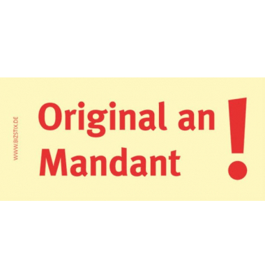Haftnotizen bedruckt 1301010156, 75x35mm (HxB), gelb, "Original an Mandant", rechteckig, "Original an Mandant", 75x35mm Haftnotizen bedruckt 1301010156, 75x35mm (HxB), gelb, "Original an Mandant", rechteckig, "Original an Mandant", 75x35mm