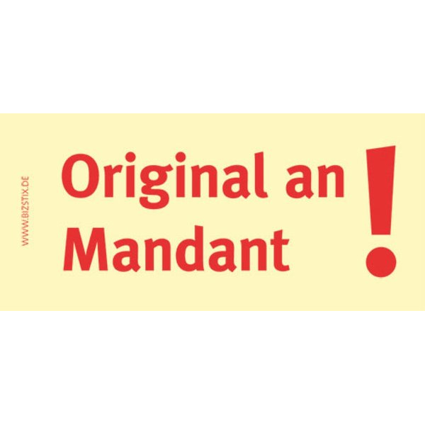 4255704321500 - Haftnotizen bedruckt 1301010156 75x35mm (HxB) gelb Original an Mandant rechteckig Original an Mandant 75x35mm 42557043
