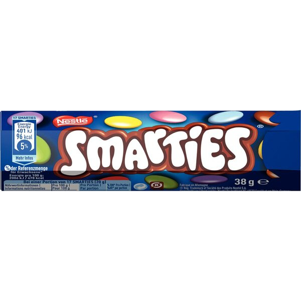 4255704321791 - Smarties Faltschachtel 38 g Schoko- linsen mit bunterm Zuckerüberzug 4255704321791 Nestlé 4255704321791 - Smarties Faltschachtel 38 g Schoko- linsen mit bunterm Zuckerüberzug 4255704321791 Nestlé