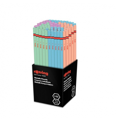 rOtring Bleistift Metallic HB,72er Box sortiert, je Stück 18 pink, grün, gelb
