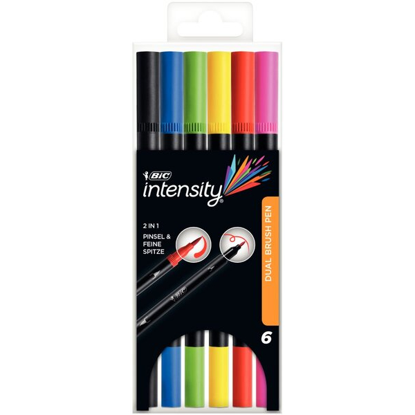 3086123589551 - BIC 2 in 1 Filzstifte 07 - 09 mm Fein Farbig sortiert Intensity Dual Tip 6 Stück 3086123589551 - BIC 2 in 1 Filzstifte 07 - 09 mm Fein Farbig sortiert Intensity Dual Tip 6 Stück