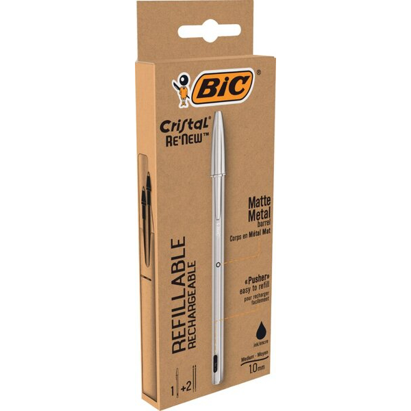 3086123640122 - Cristal ReNew Kugelsch+Minen 1+2SW Kugelschreiber mit mittlerer Spitze 3086123640122 BIC 997201 3086123640122 - Cristal ReNew Kugelsch+Minen 1+2SW Kugelschreiber mit mittlerer Spitze 3086123640122 BIC 997201