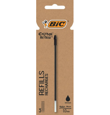 Kugelschreibermine BIC Re'New 503839, schwarz, 0,4mm, Standardmine
